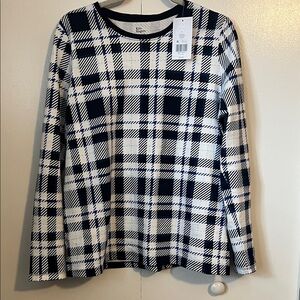 Black, blue & White Checkered l/s tee